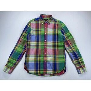 Beams Japan Multicolor Plaid Button Up Shirt Men's Small Single Pocket (Hole)